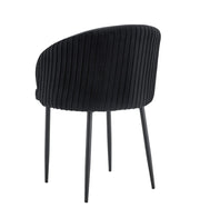 CARLITA CHAIRS IN BLACK VELVET AND BLACK METAL LEGS.