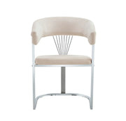 BRITTANY CHAIRS WITH BEIGE VELVET AND SILVER FINISHING .