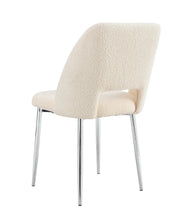 AVA CHAIR WITH SILVER LEGS IN BEIGE TEDDY FABRIC.MEASURING 50X45X81.5CM