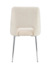 AVA CHAIR WITH SILVER LEGS IN BEIGE TEDDY FABRIC.MEASURING 50X45X81.5CM