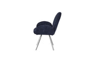 SILLÓN MIMI CON PATAS PLATEADAS Y ASIENTO DE TERCIOPELO AZUL.
