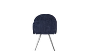 SILLÓN MIMI CON PATAS PLATEADAS Y ASIENTO DE TERCIOPELO AZUL.