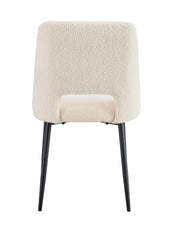 SILLA AVA CON PATAS DE METAL NEGRO EN TELA TEDDY BEIGE. CON MEDIDAS DE 50X45X81,5CM
