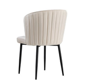 DIANA CHAIRS IN BLACK METAL FEETS WITH BEIGE VELVET SEAT.