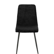 BOBBY CHAIRS IN BLACK VELEVT RIBBED SEAT WITH BLACK METAL FEETS.