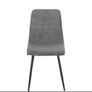 BOBBY CHAIRS IN GREY VELEVT RIBBED SEAT WITH BLACK METAL FEETS.