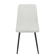 BOBBY CHAIRS IN BEIGE VELEVT RIBBED SEAT WITH BLACK METAL FEETS.