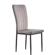 SILLAS PONY CON ASIENTO DE TERCIOPELO GRIS Y PATAS DE METAL NEGRO.