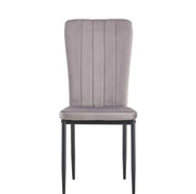 SILLAS PONY CON ASIENTO DE TERCIOPELO GRIS Y PATAS DE METAL NEGRO.