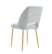 SILLAS AVA CON PATAS PLATEADAS Y TAPIZADO EN SARGA GRIS. MEDIDAS: 50X45X81.5CM