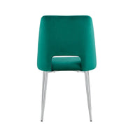 AVA CHAIR WITH GREEN VELVET AND SILVER LEGS.MEASURING 50X45X81.5CM