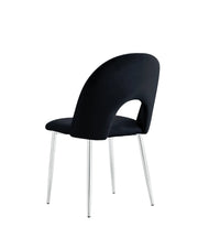 TEDDY CHAIRS IN BLACK VELVET AND SILVER FEETS.MEASURING 49X45X86CM