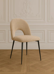 TEDDY CHAIR IN MOCHA CHENILLE WITH BLACK METAL LEGS.MEASURING 49X45X86CM