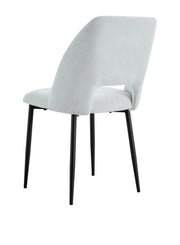 BRITTANY ARMCHAIR IN GREY SERGE  WITH METAL BLACK LEGS.MEASURING 50X45X81.5CM