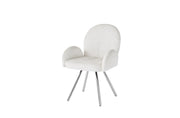 MIMI ARMCHAIR WITH SILVER FEETS IN OFF WHITE/BEIGE.