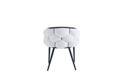 SILLÓN BALLON CON PATAS DE METAL NEGRO Y TAPIZADO DE TEJIDO TEDDY BLANCO