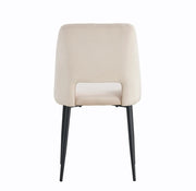AVA CHAIRS WITH BLACK METAL LEGS IN BEIGE VELVET.