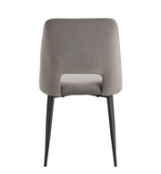 AVA CHAIRS WITH BLACK METAL LEGS IN GREY VELVET.