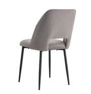 AVA CHAIRS WITH BLACK METAL LEGS IN GREY VELVET.