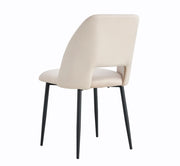 AVA CHAIRS WITH BLACK METAL LEGS IN BEIGE VELVET.
