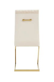 COCOMAT CHAIR WITH QUILTED BEIGE VELVET WITH GOLD FEETS.MEASURING 40.5X41.5X108CM