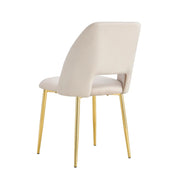 AVA CHAIRS WITH GOLD LEGS IN BEIGE VELVET.