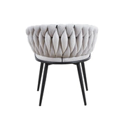 SILLA TEJIDA EN GRIS CLARO CON PATAS DE METAL NEGRO. MEDIDAS 67X43X73CM