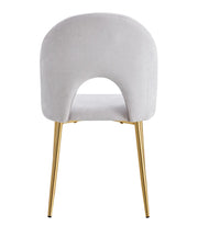 TEDDY CHAIR IN LIGHT GREY CHENILLE WITH GOLD LEGS.