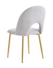 TEDDY CHAIR IN LIGHT GREY CHENILLE WITH GOLD LEGS.