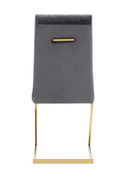 COCOMAT CHAIR WITH QUILTED ANTHRACITE VELVET WITH GOLD FEETS.MEASURING 40.5X41.5X108CM