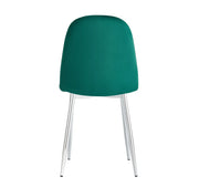 SCANDINAVIAN CHAIRS IN FOREST GREEN VELVET WITH SILVER LEGS.MEASURING43.5X40X87CM