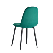 SILLAS ESCANDINAVAS EN TERCIOPELO VERDE BOSQUE CON PATAS DE METAL NEGRO.