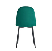 SILLAS ESCANDINAVAS EN TERCIOPELO VERDE BOSQUE CON PATAS DE METAL NEGRO.