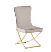 GABRIELLE CHAIRS WITH BEIGE VELVET AND BUTTON TUFTED BACK WITH GOLD FEETS.MEASURING 53X49X95CM