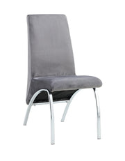 SILLAS FATE DE TERCIOPELO GRIS CON PATAS PLATEADAS.