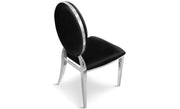 MEDAILLON CHAIRS WITH BLACK VELVET WITH SILVER FEETS.