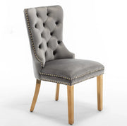 SILLAS CON ASA RECTANGULAR EN TERCIOPELO ANTRACITA/GRIS OSCURO CON ACABADO DORADO