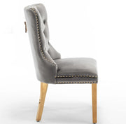 SILLAS CON ASA RECTANGULAR EN TERCIOPELO ANTRACITA/GRIS OSCURO CON ACABADO DORADO