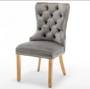 SILLAS CON ASA RECTANGULAR EN TERCIOPELO ANTRACITA/GRIS OSCURO CON ACABADO DORADO