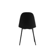 SILLAS DE ESTILO ESCANDINAVO CON TERCIOPELO NEGRO Y PATAS NEGRAS.