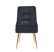 ZIP DESIGN CHAIRS WITH BLACK VELVET AND GOLD FINISHING.MEASURING 55X48X93CM