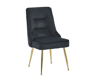 ZIP DESIGN CHAIRS WITH BLACK VELVET AND GOLD FINISHING.MEASURING 55X48X93CM
