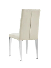 NEW NEVADA BUTTON TUFTED CHAIRS IN BEIGE VELVET AND SILVER FEETS.