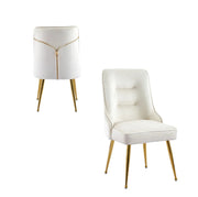 SILLAS ZIP DESIGN CON TERCIOPELO BEIGE Y ACABADO DORADO.