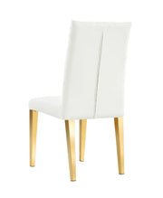 NEW NEVADA BUTTON TUFTED CHAIRS IN OFF WHITE/BEOGE VELVET AND GOLD FEETS.