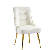 SILLAS ZIP DESIGN CON TERCIOPELO BEIGE Y ACABADO DORADO.