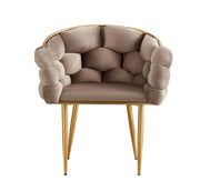 BALLOON DESIGN CHAIRS IN TAUPE VELVET IN GOLD FINISHING MEASURING 45X41X80CM