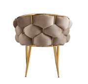 BALLOON DESIGN CHAIRS IN TAUPE VELVET IN GOLD FINISHING MEASURING 45X41X80CM