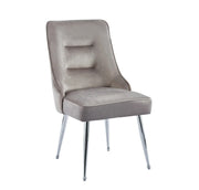 ZIP DESIGN CHIARS WITH MOCHA VELVET AND SILVER FINISHING .MEASURING 55X48X93CM