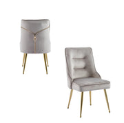 ZIP DESIGN CHIARS WITH MOCHA VELVET AND GOLD FINISHING .MEASURING 55X48X93CM